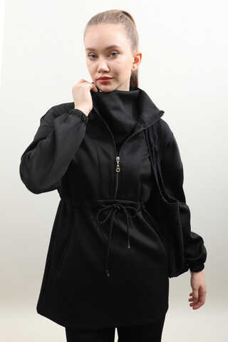 Belden Sıkmalı Eşofman Takım Siyah - 3