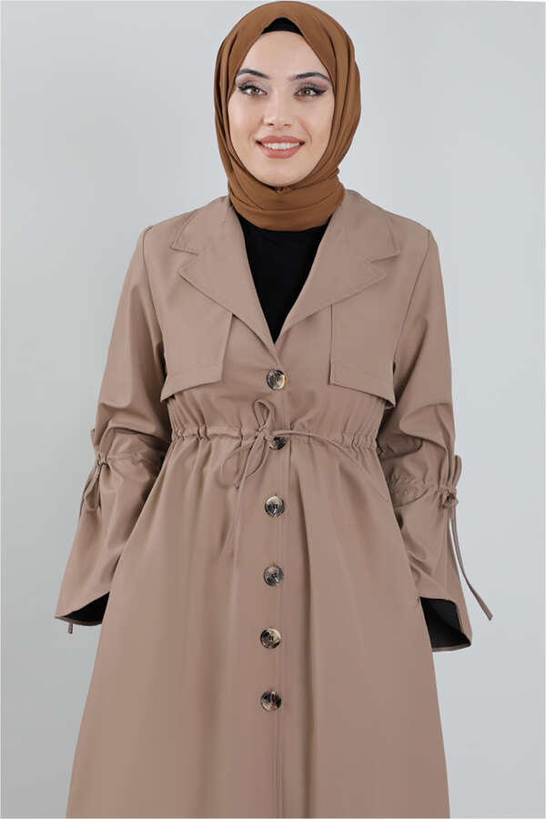 Beli Bağcıklı Trençkot Toprak - 2