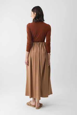 Beli Büzgülü Etek Açık Taba - 8