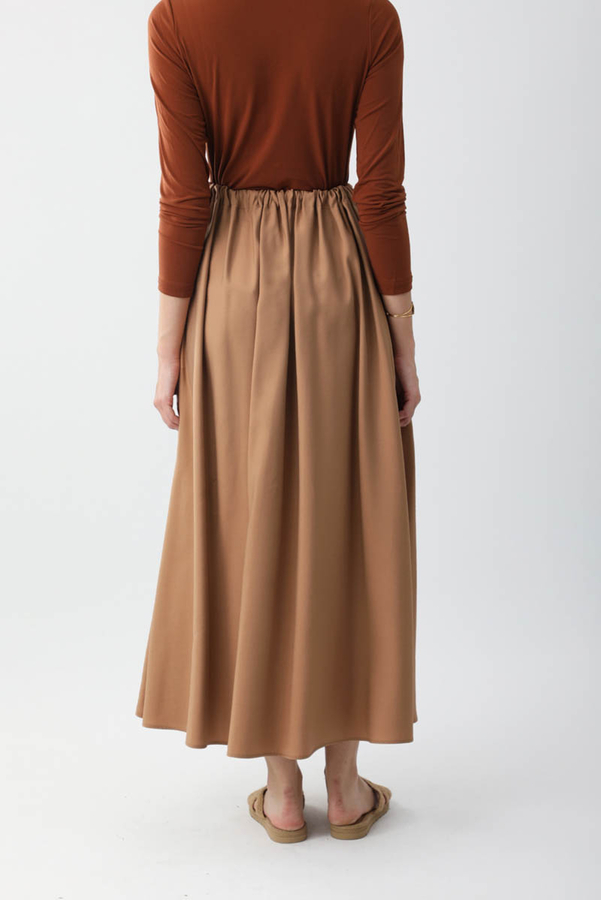 Beli Büzgülü Etek Açık Taba - 9