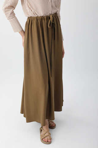 Beli Büzgülü Etek Koyu Bronz - 12