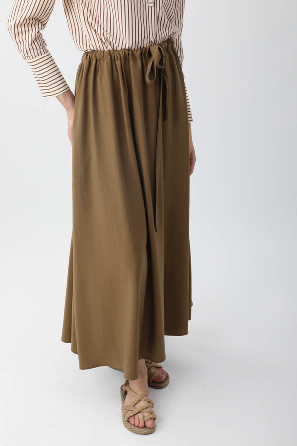 Beli Büzgülü Etek Koyu Bronz - 12