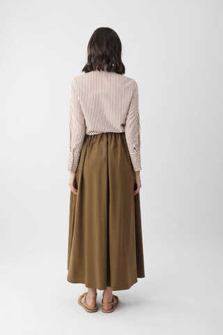 Beli Büzgülü Etek Koyu Bronz - 13