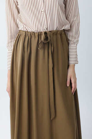 Beli Büzgülü Etek Koyu Bronz - 11