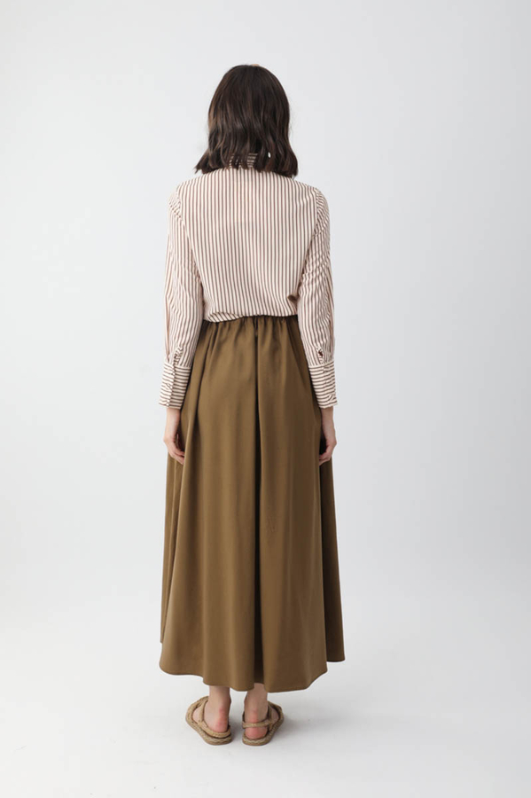 Beli Büzgülü Etek Koyu Bronz - 13