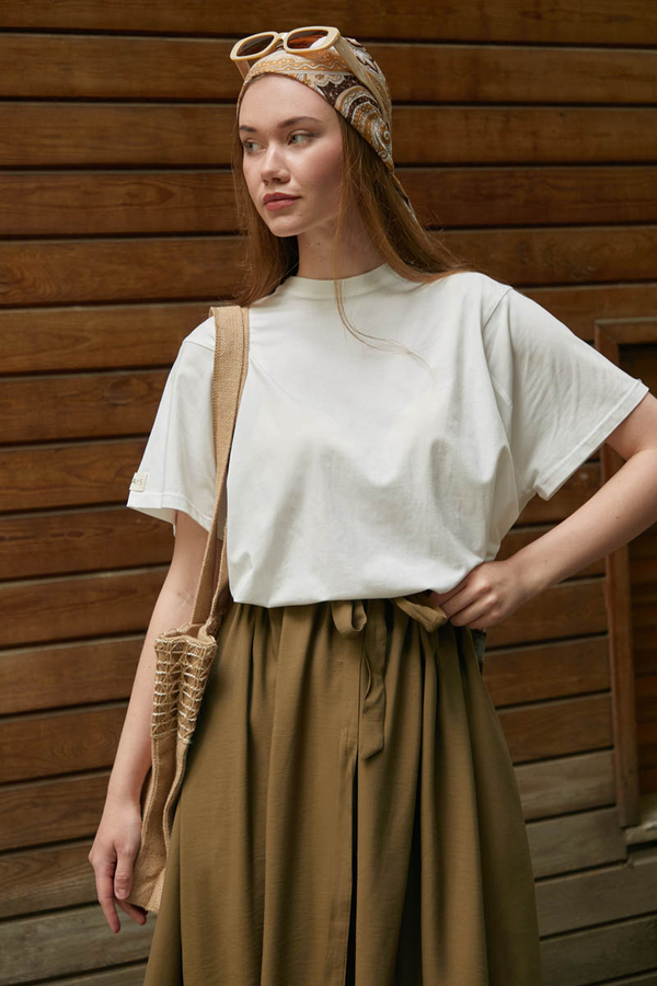 Beli Büzgülü Etek Koyu Bronz - 4