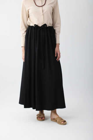 Beli Büzgülü Etek Siyah - 6