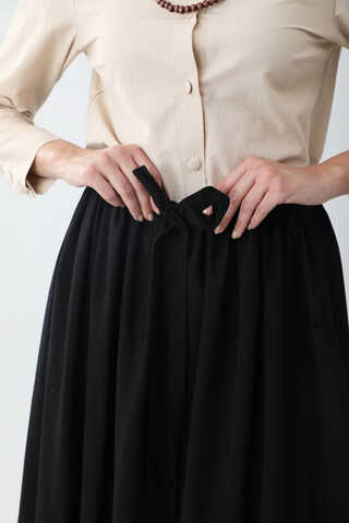 Beli Büzgülü Etek Siyah - 8