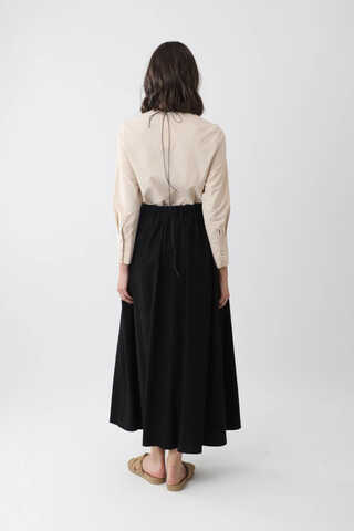 Beli Büzgülü Etek Siyah - 10