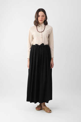 Beli Büzgülü Etek Siyah - 2