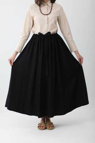 Beli Büzgülü Etek Siyah - 7