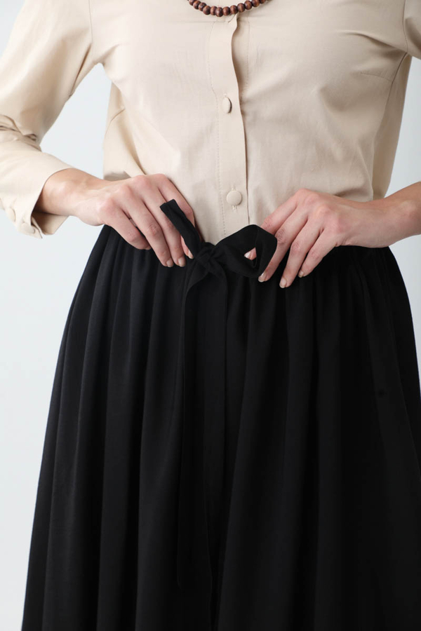 Beli Büzgülü Etek Siyah - 8