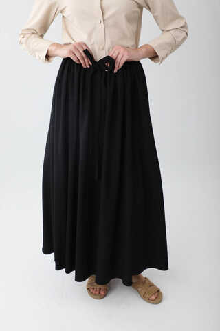 Beli Büzgülü Etek Siyah - 9