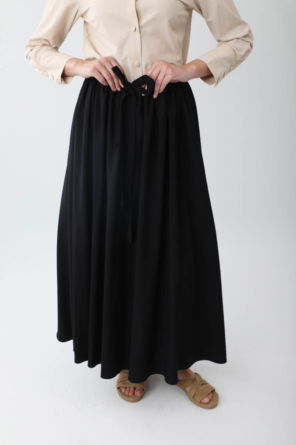 Beli Büzgülü Etek Siyah - 9