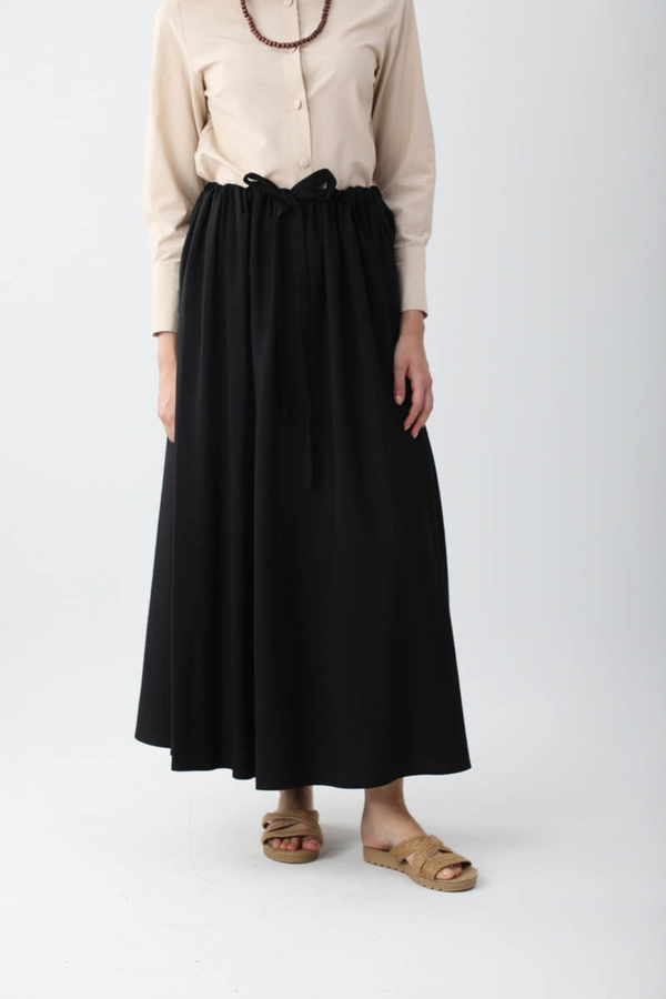 Beli Büzgülü Etek Siyah - 6