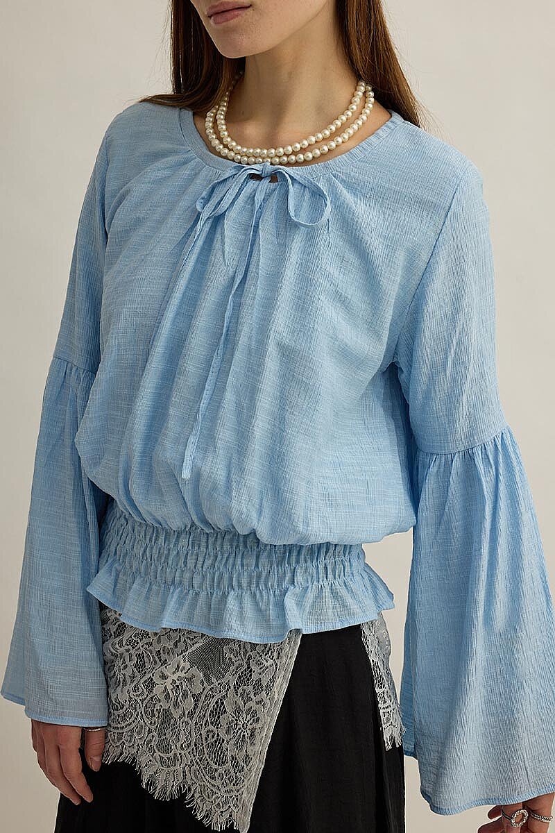 Beli Gipe Detaylı Bluz Bebe Mavisi - 2