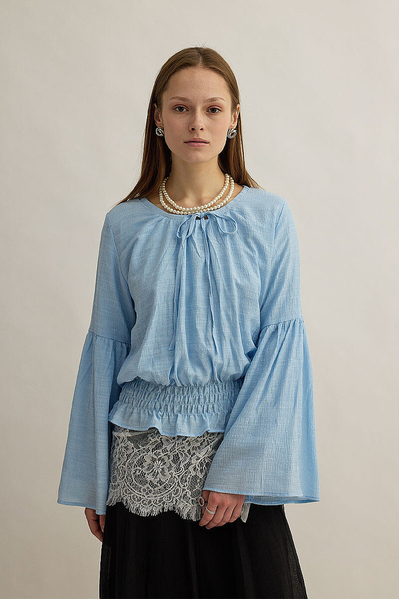 Beli Gipe Detaylı Bluz Bebe Mavisi - 4