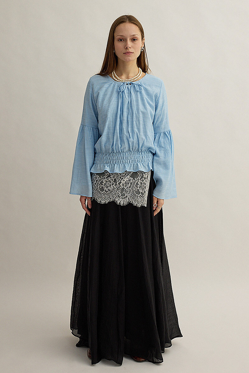 Beli Gipe Detaylı Bluz Bebe Mavisi - 6