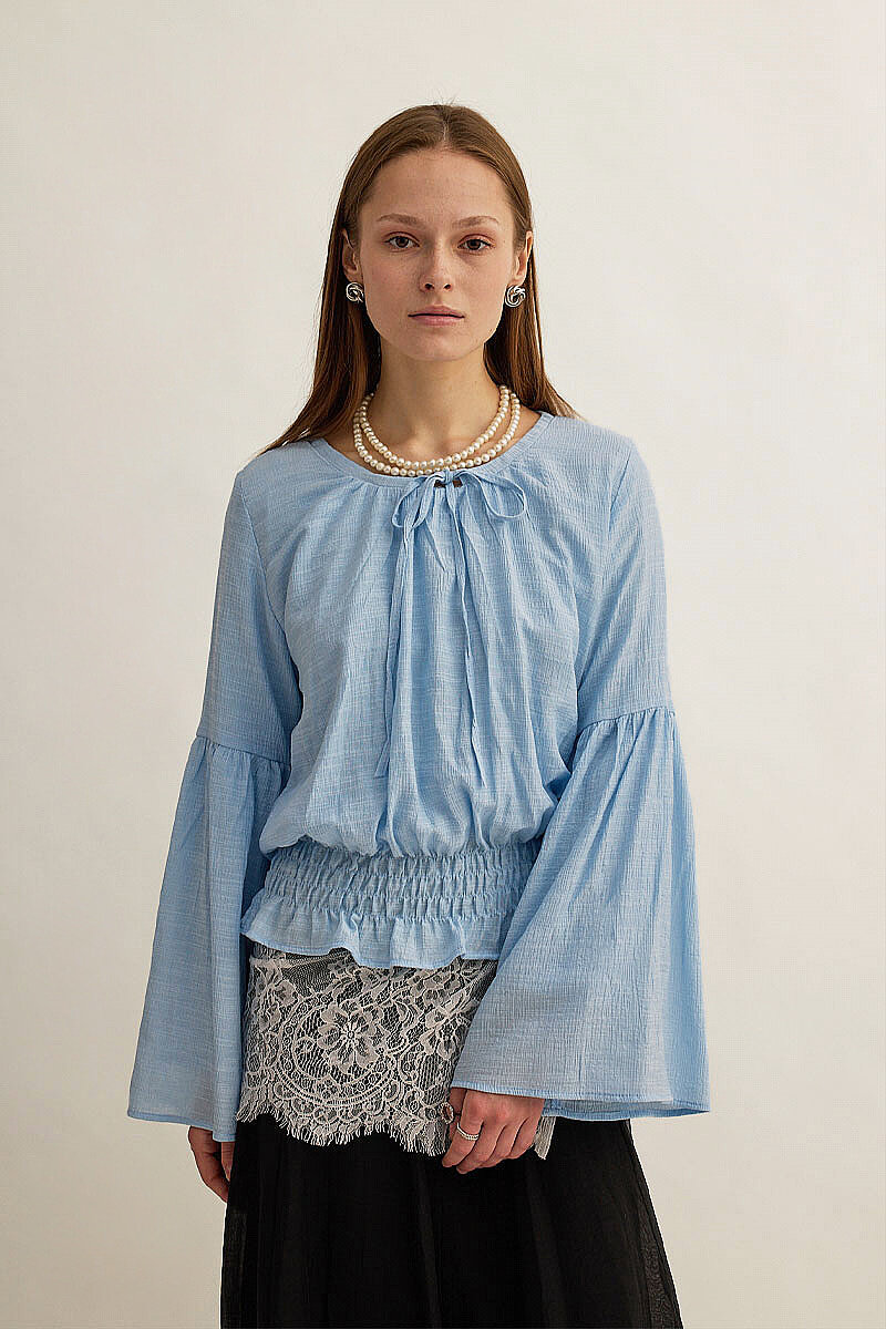 Beli Gipe Detaylı Bluz Bebe Mavisi - 4