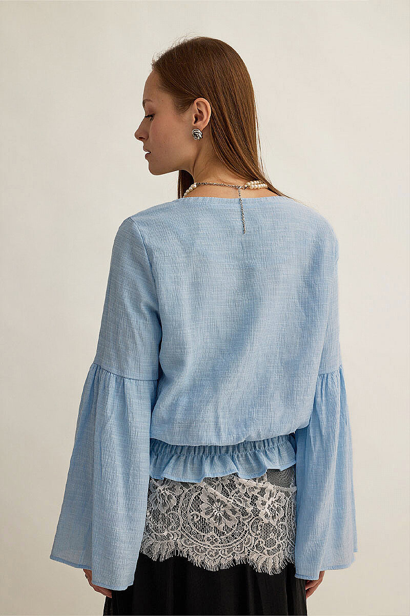Beli Gipe Detaylı Bluz Bebe Mavisi - 5