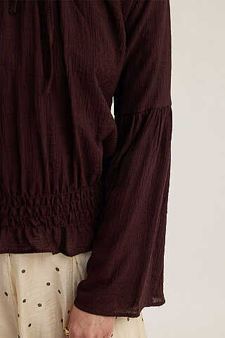 Beli Gipe Detaylı Bluz Kahve - 4