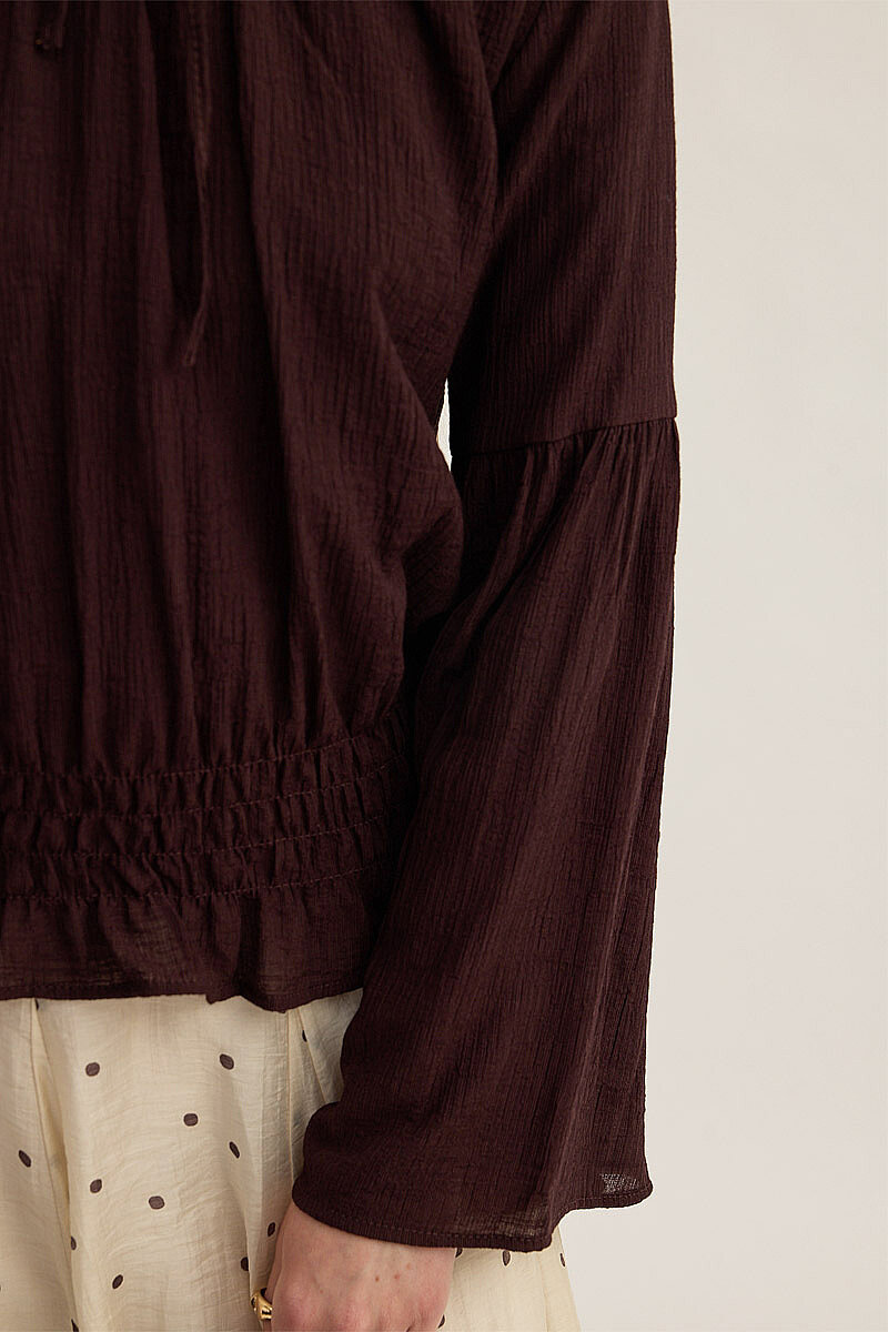 Beli Gipe Detaylı Bluz Kahve - 4