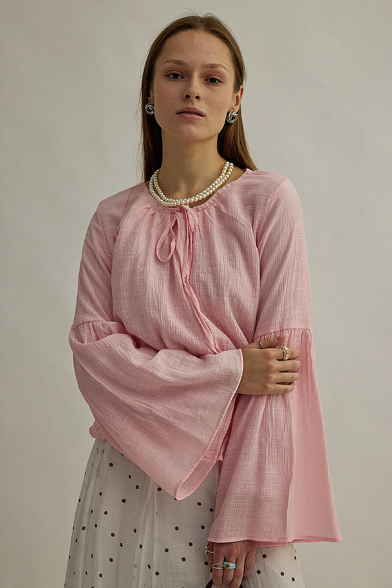 Beli Gipe Detaylı Bluz Pudra - 2