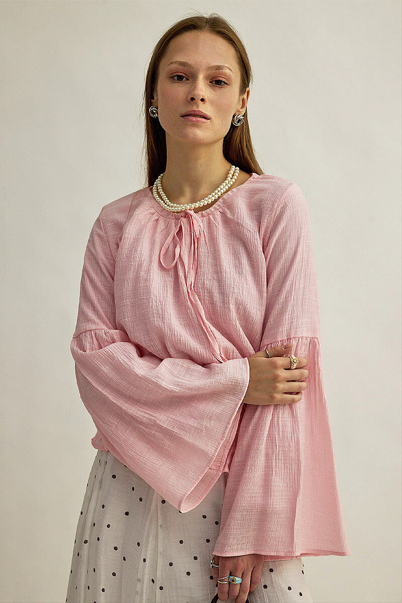 Beli Gipe Detaylı Bluz Pudra - 2