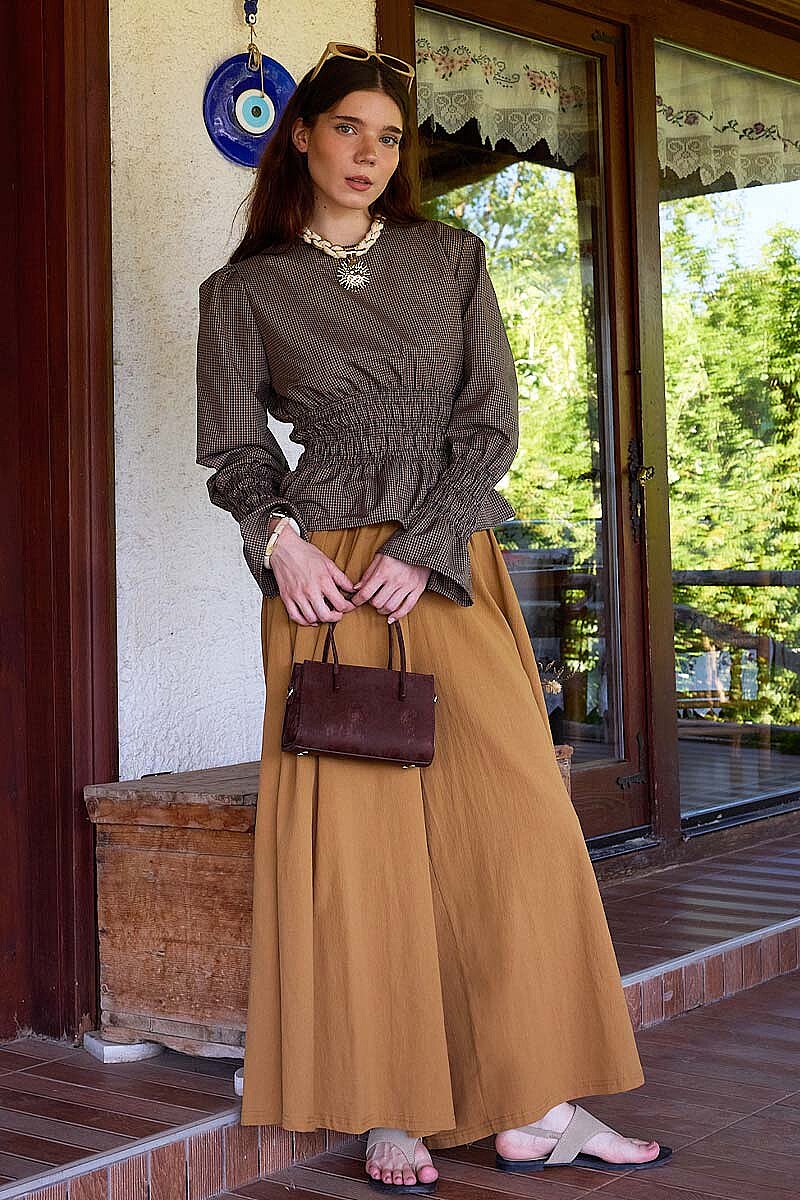 Beli Lastikli Pötikare Bluz Vizon - 2