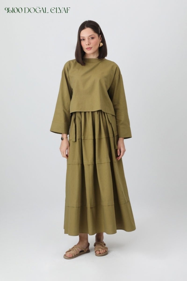 Beli Tünelli Etek Takım Haki - 11