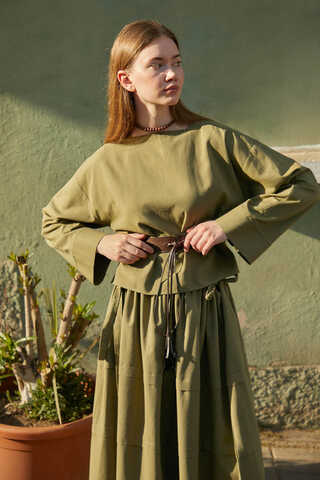 Beli Tünelli Etek Takım Haki - 10