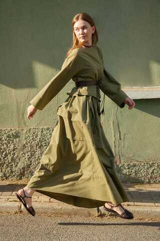 Beli Tünelli Etek Takım Haki - 9