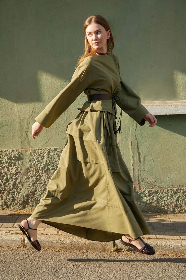 Beli Tünelli Etek Takım Haki - 9