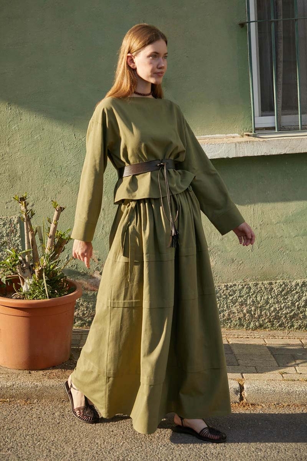 Beli Tünelli Etek Takım Haki - 7