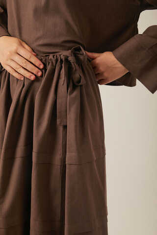 Beli Tünelli Etek Takım Kahverengi - 5