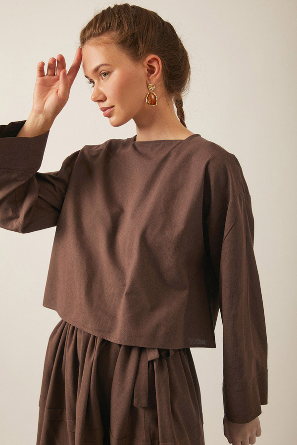 Beli Tünelli Etek Takım Kahverengi - 6