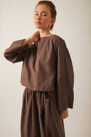 Beli Tünelli Etek Takım Kahverengi - 7