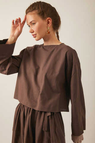 Beli Tünelli Etek Takım Kahverengi - 6