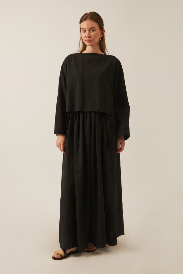 Beli Tünelli Etek Takım Siyah - 2