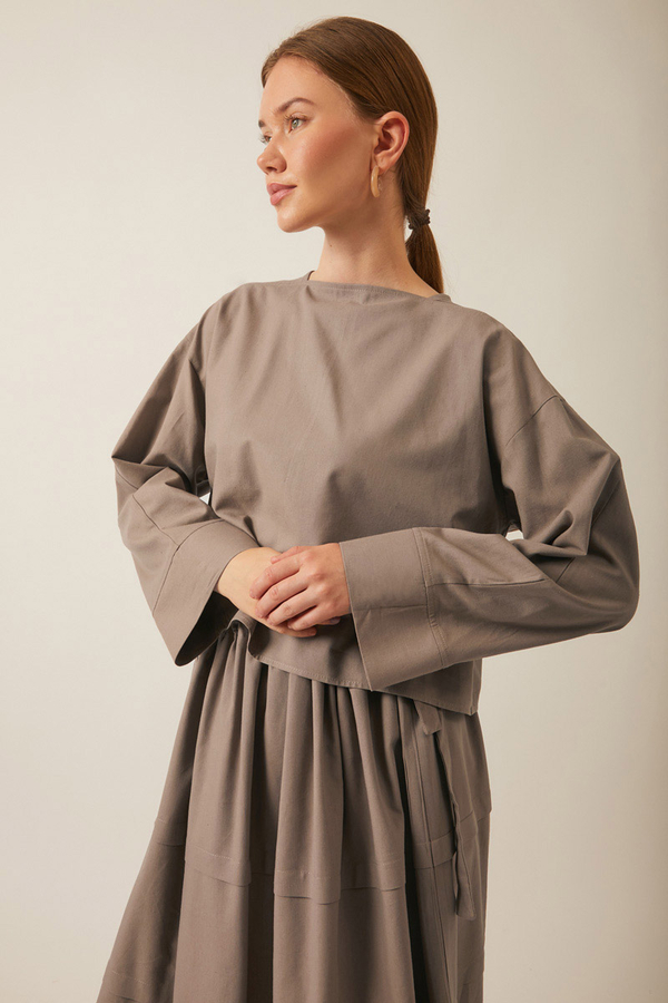 Beli Tünelli Etek Takım Vizon - 2