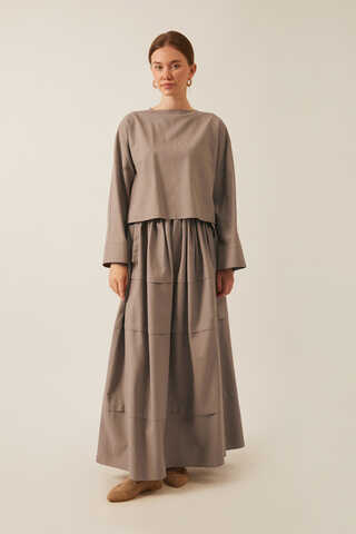 Beli Tünelli Etek Takım Vizon - 1