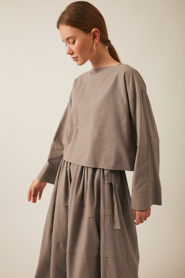 Beli Tünelli Etek Takım Vizon - 8