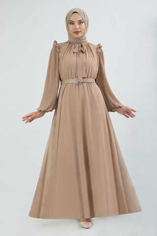 Belted Stone Dress Beige - 1