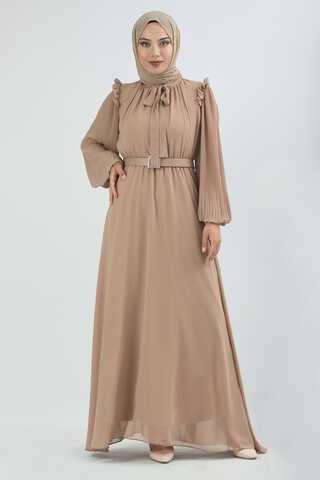 Belted Stone Dress Beige - 2