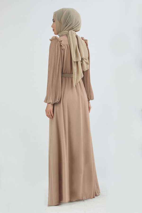 Belted Stone Dress Beige - 5