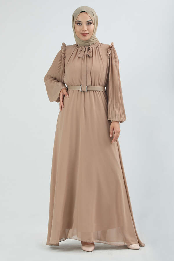 Belted Stone Dress Beige - 2