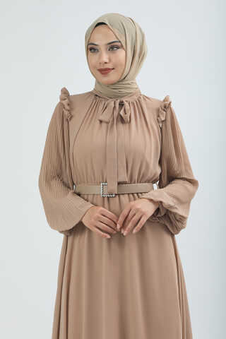 Belted Stone Dress Beige - 3