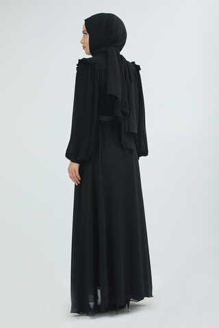 Belted Stone Dress Black - 4