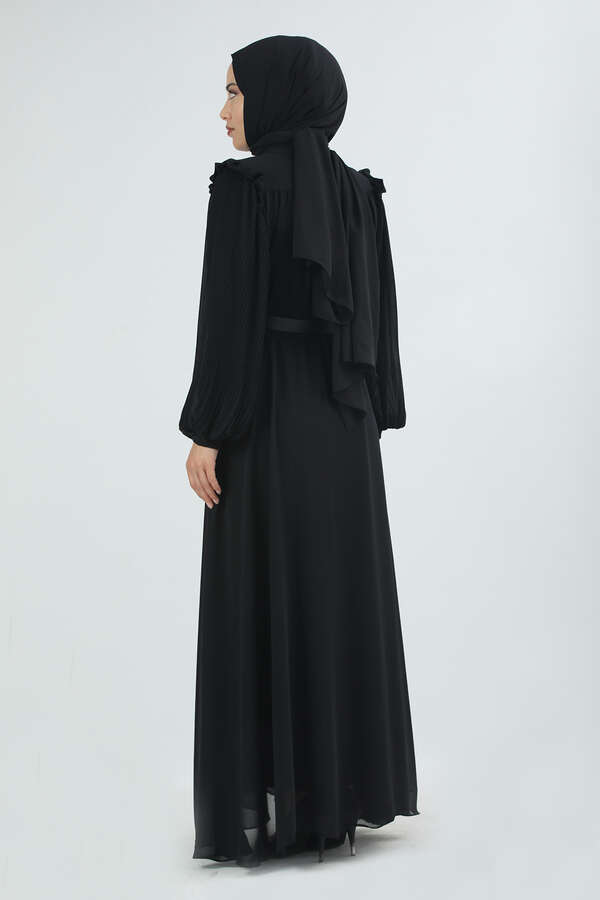 Belted Stone Dress Black - 4