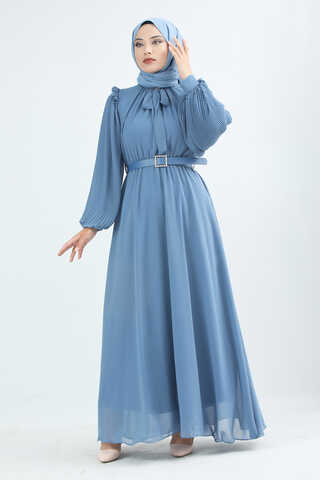 Belted Stone Dress İndigo - 1